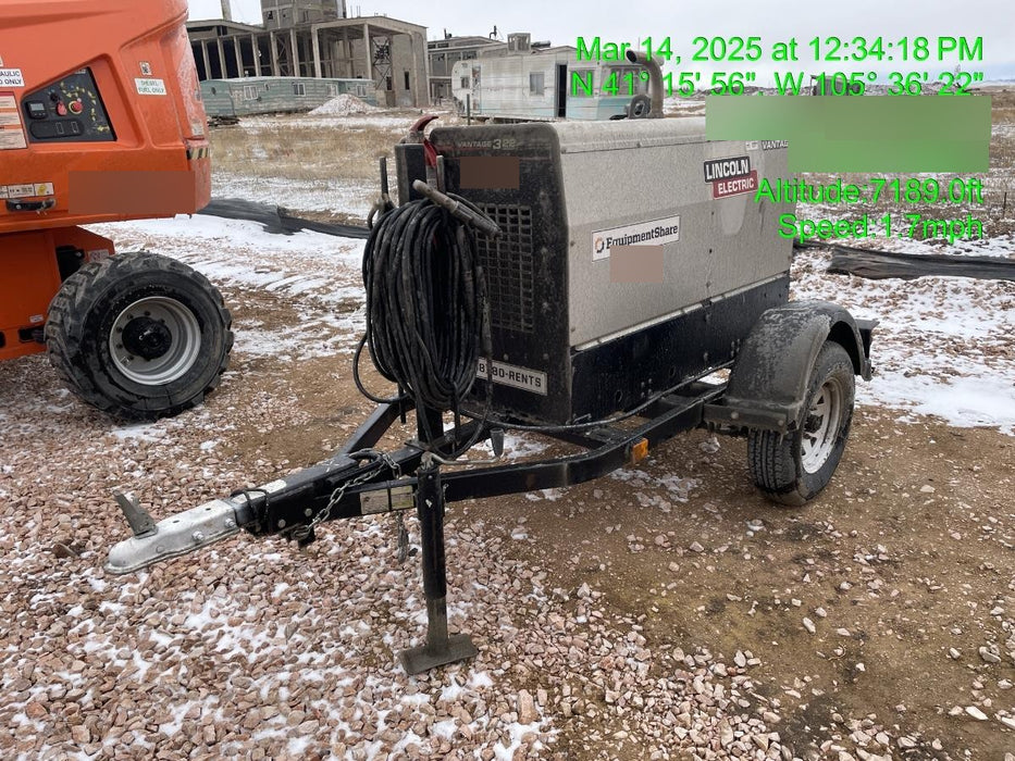 2019 Lincoln Electric Vantage 322 Welder Ready-Pak 3, Two wheel trailer, Fender and Light kit, Cable Rack