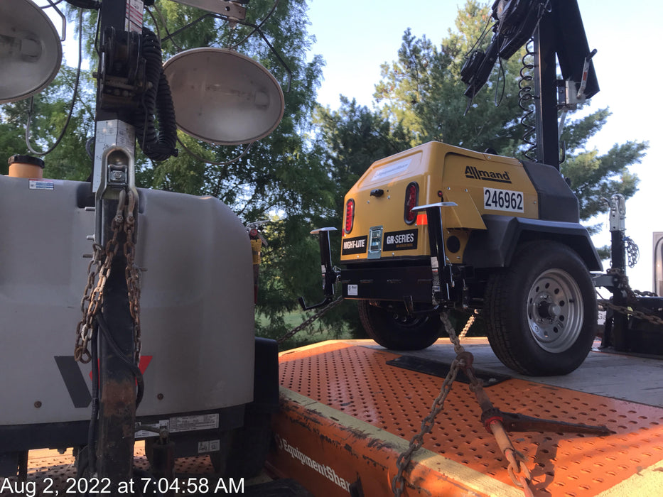 2022 Allmand NLV3GR (4) LED Light Fixture 350W, 23' Vertical Mast, 3kW Prime, Towable, ES Decals, T3