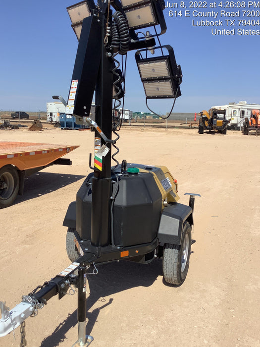 2022 Allmand NLV3GR (4) LED Light Fixture 350W, 23' Vertical Mast, 3kW Prime, Towable, Deep Sea L401, Leveling Jacks, Yanmar T4F 5.8hp