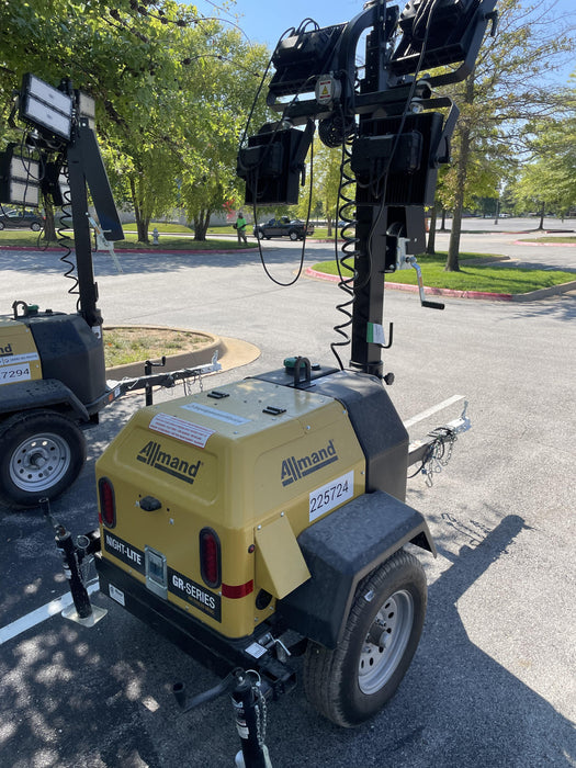 2022 Allmand NLV3GR (4) LED Light Fixture 350W, 23' Vertical Mast, 3kW Prime, Towable, Deep Sea L401, Leveling Jacks, Yanmar T4F 5.8hp