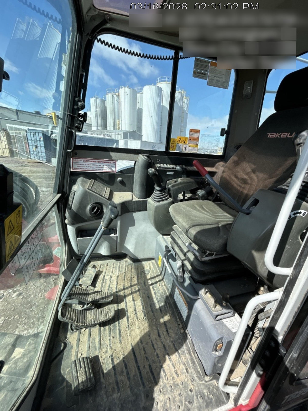 2019 Takeuchi TB290 Cab/Heat/AC Rubber tracks, Dozer blade, Travel alarm, Auxiliary hydraulics Manual QC, Hydraulic thumb, 18", 24", and 36" Buckets