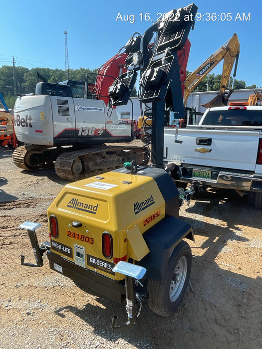 2022 Allmand NLV3GR (4) LED Light Fixture 350W, 23' Vertical Mast, 3kW Prime, Towable, Deep Sea L401, Leveling Jacks, Yanmar T4F 5.8hp