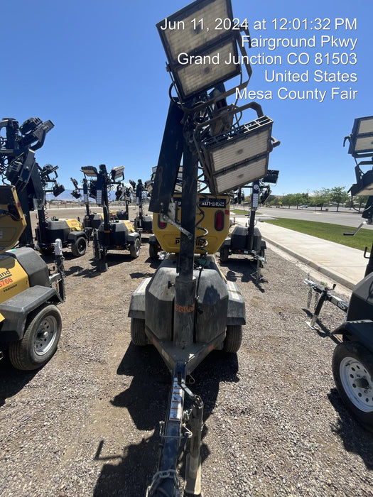 2022 Allmand NLV3GR (4) LED Light Fixture 350W, 23' Vertical Mast, 3kW Prime, Towable, ES Decals, T3