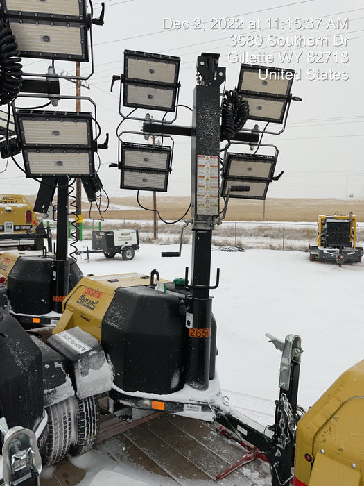 2022 Allmand NLV3GR (4) LED Light Fixture 350W, 23' Vertical Mast, 3kW Prime, Towable, ES Decals, T3