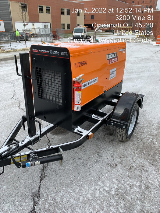 2021 Lincoln Electric Vantage 322 Vantage 322 Ready Pak 3 w/ Decals, ORANGE (includes trailer, cable rack, fender light kit) NO Telematics