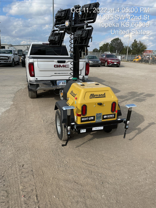 2022 Allmand NLV3GR (4) LED Light Fixture 350W, 23' Vertical Mast, 3kW Prime, Towable, ES Decals, T3
