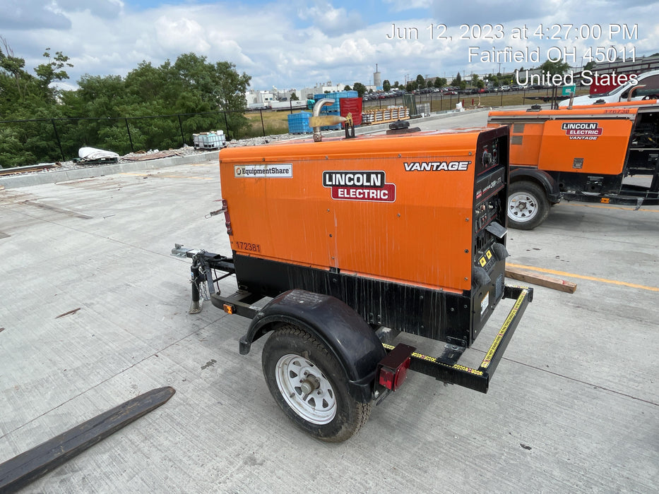 2021 Lincoln Electric Vantage 322 Vantage 322 Ready Pak 3 w/ Decals, ORANGE (includes trailer, cable rack, fender light kit) NO Telematics