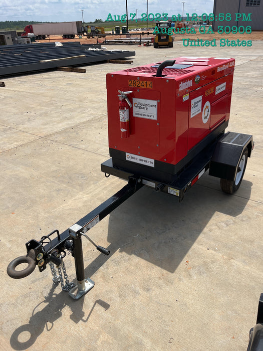 2022 Shindaiwa DGW400MDL Kubota D902 Engine, 23 HP, Dual Op Welder, Wire, Arc, Droop Stick, Tig, and CC Stick Functionality, Simulphase, 3 Phase and 1 Phase Gen Output, Single Axle NB Trlr, Slr Trckl Chrg 12V 12W, Fire Ext