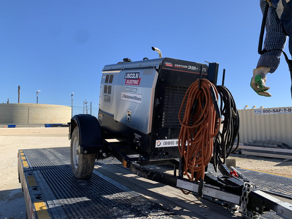 2019 Lincoln Electric Vantage 322 Ready-Pak 3, Two Wheel Trailer, Fender and Light Kit, Cable Rack