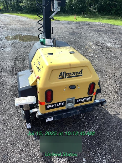 2022 Allmand NLV3GR (4) LED Light Fixture 350W, 23' Vertical Mast, 3kW Prime, Towable, Deep Sea L401, Leveling Jacks, Yanmar T4F 5.8hp