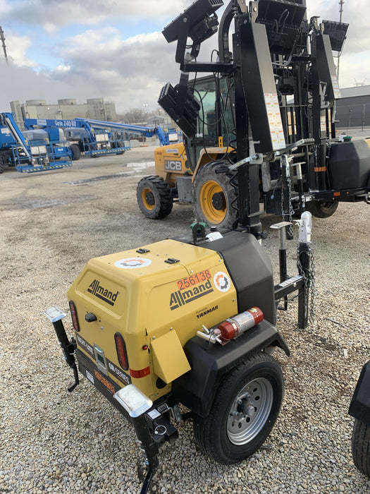 2022 Allmand NLV3GR (4) LED Light Fixture 350W, 23' Vertical Mast, 3kW Prime, Towable, ES Decals, T3