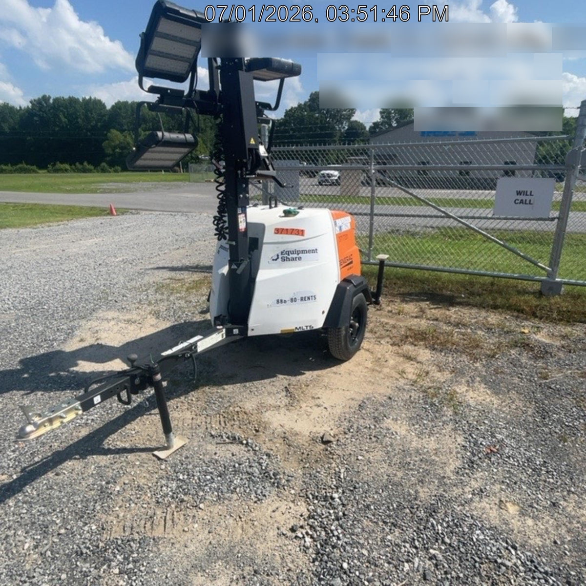 2023 Generac MLT2 Diesel, Flex Switch 120V Input, Powerzone Controller, 
(4) 320W LED Lights, 4kW Generator, 39.9 Gal Fuel Tank, 2" Ball, T3