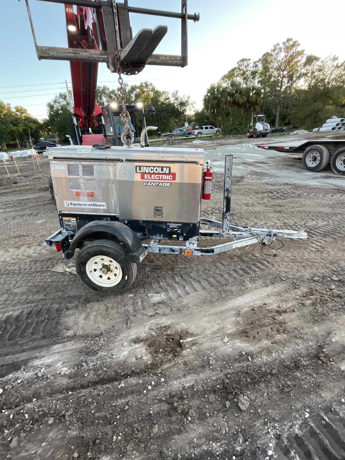 2019 Lincoln Electric Vantage 322 Welder Ready-Pak 3, Two wheel trailer, Fender and Light kit, Cable Rack