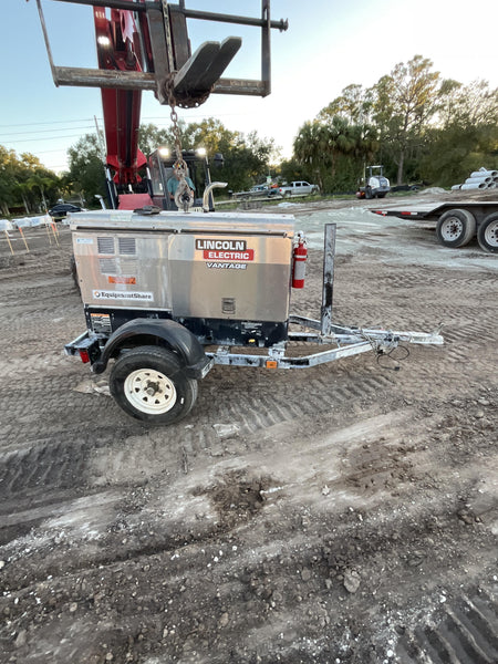 2019 Lincoln Electric Vantage 322 Welder Ready-Pak 3, Two wheel trailer, Fender and Light kit, Cable Rack