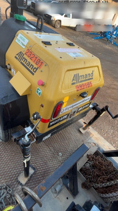 2022 Allmand NLV3GR (4) LED Light Fixture 350W, 23' Vertical Mast, 3kW Prime, Towable, Deep Sea L401, Leveling Jacks, Yanmar T4F 5.8hp