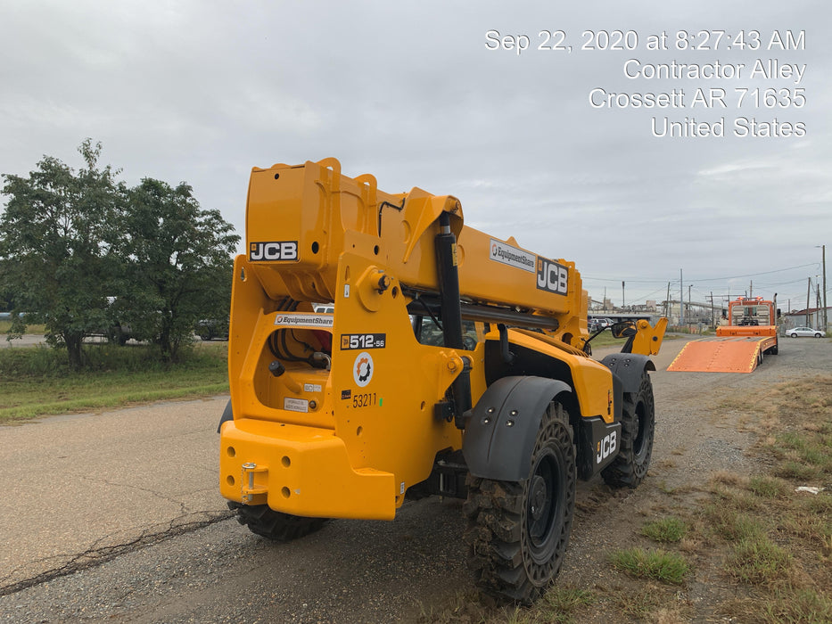 2019 JCB 512-56 Canopy, 109 HP, Solid Tires, STD Worklight, Beacon, Aux Hydraulics, Lifting Eye, Back up Alarm w/66" Carriage/60" Forks