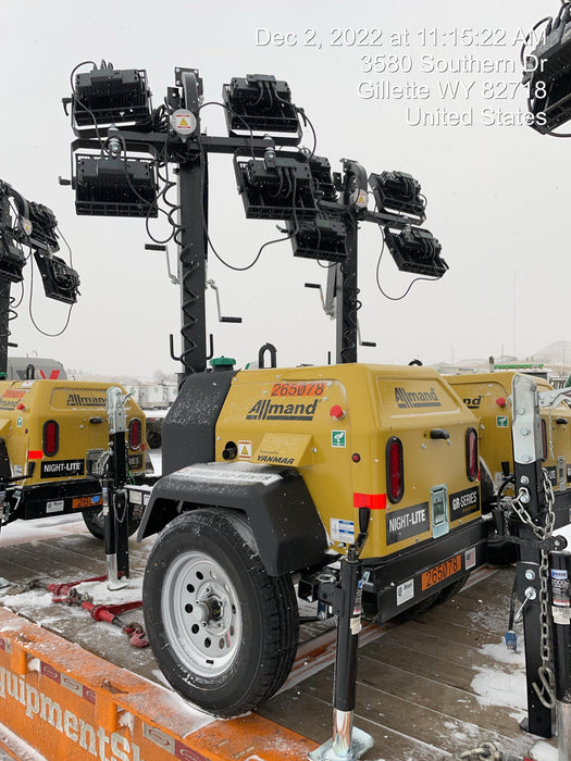 2022 Allmand NLV3GR (4) LED Light Fixture 350W, 23' Vertical Mast, 3kW Prime, Towable, ES Decals, T3