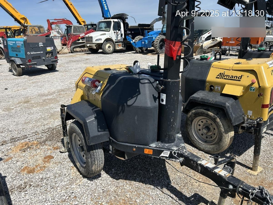 2022 Allmand NLV3GR (4) LED Light Fixture 350W, 23' Vertical Mast, 3kW Prime, Towable, Deep Sea L401, Leveling Jacks, Yanmar T4F 5.8hp