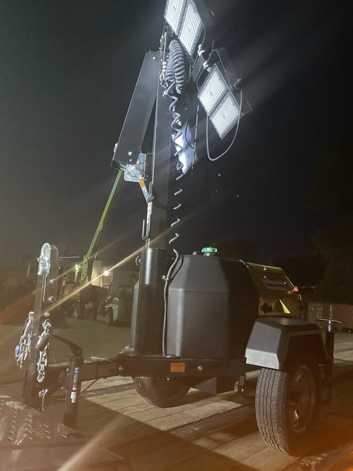 2022 Allmand NLV3GR (4) LED Light Fixture 350W, 23' Vertical Mast, 3kW Prime, Towable, Deep Sea L401, Leveling Jacks, Yanmar T4F 5.8hp