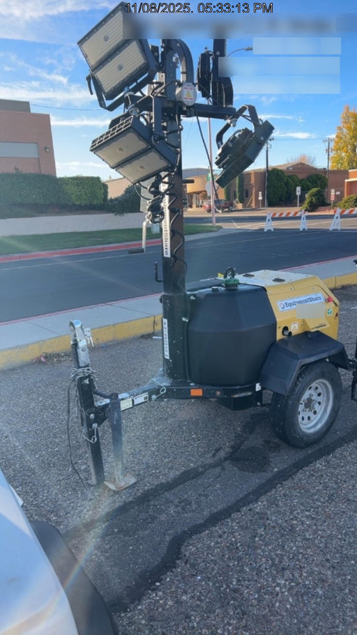 2021 Allmand NLV3GR (4) LED Light Fixture 350W, 23' Vertical Mast, 3kW Prime, Towable, Deep Sea L401, Leveling Jacks, Yanmar T4F 5.8hp