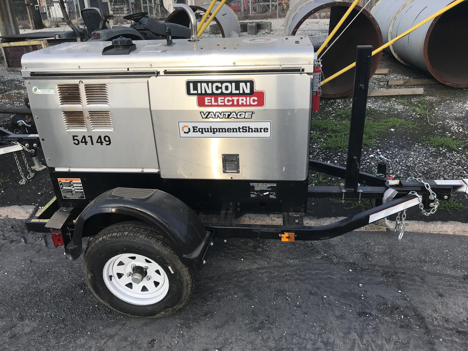 2019 Lincoln Electric Vantage 322 Welder Ready-Pak 3, Two wheel trailer, Fender and Light kit, Cable Rack