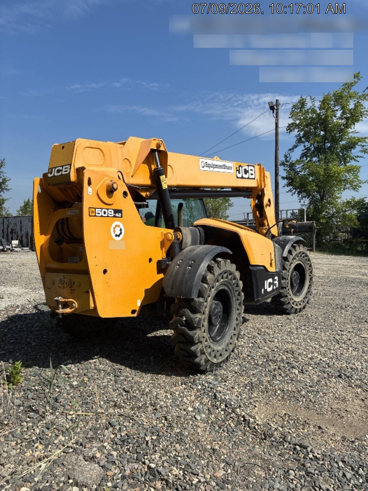 2020 JCB 509-42 Cab/Heat/Air, Solid Tires, Work Lights, Beacon, Aux Hydraulics, Back up Alarm, Lifting Eye, ES Decals