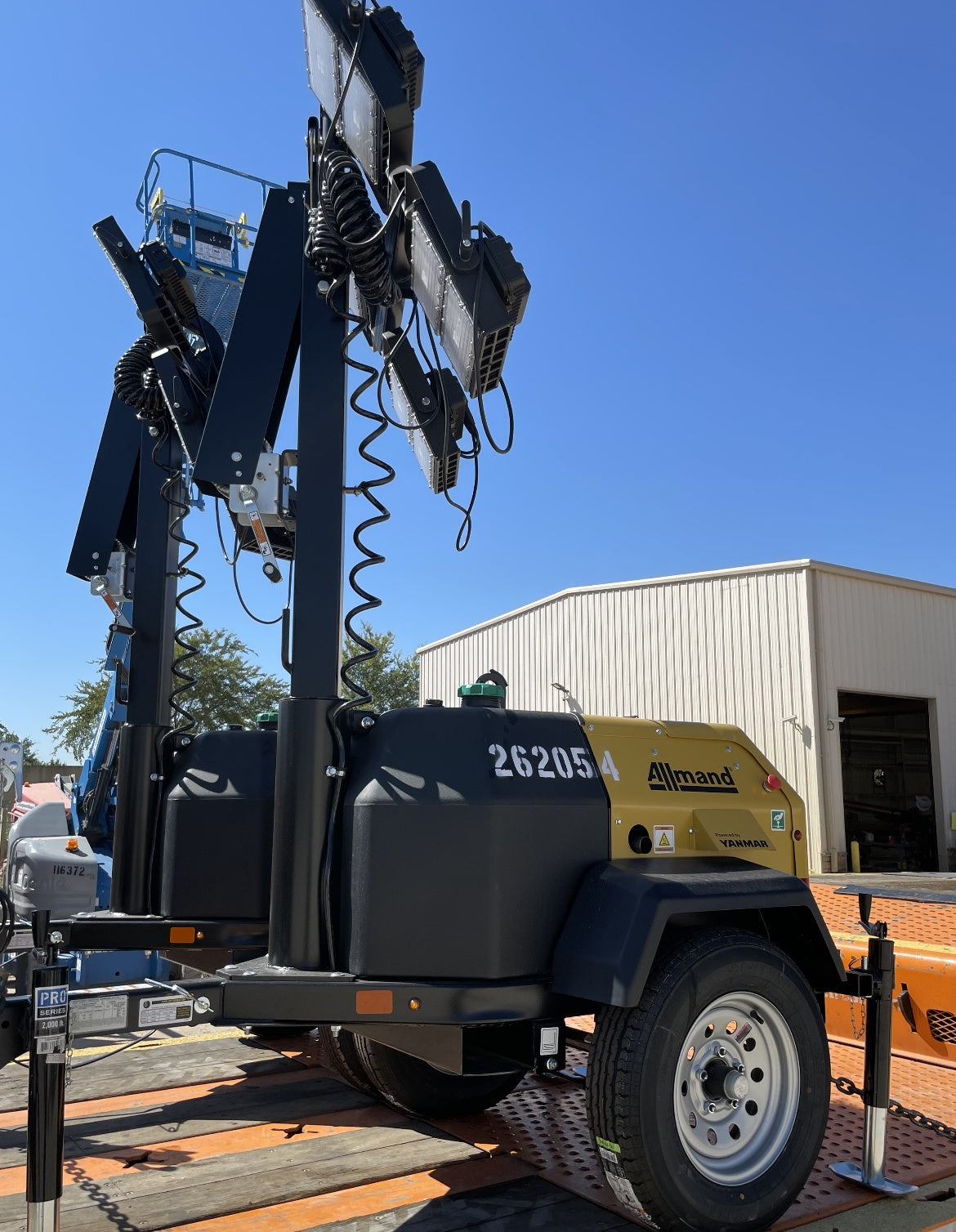 2022 Allmand NLV3GR (4) LED Light Fixture 350W, 23' Vertical Mast, 3kW Prime, Towable, ES Decals, T3