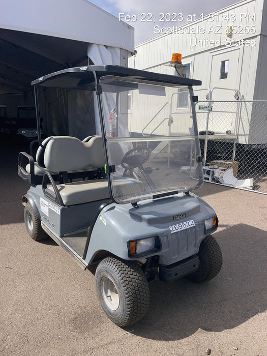 2022 Club Car CA100E Canopy, Fold down Windshield, Beacon, Back up Alarm, All-Trail Trials, HD 8 V Batteries, Trailer Hitch and Ball