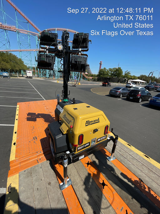 2022 Allmand NLV3GR (4) LED Light Fixture 350W, 23' Vertical Mast, 3kW Prime, Towable, ES Decals, T3