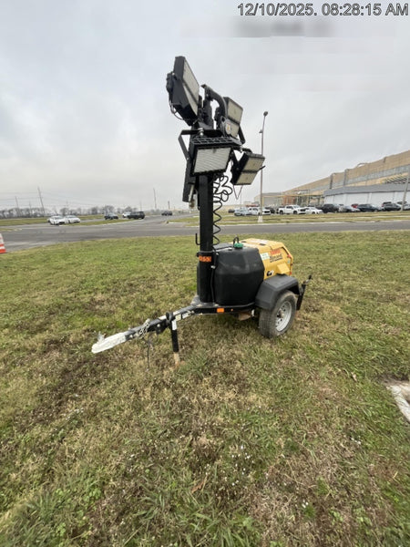 2022 Allmand NLV3GR (4) LED Light Fixture 350W, 23' Vertical Mast, 3kW Prime, Towable, Deep Sea L401, Leveling Jacks, Yanmar T4F 5.8hp