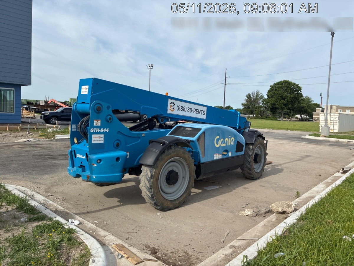 2019 Genie GTH-844 Canopy, Solid RT Tires, LED Work Lights, Beacon 60" QA Carriage, 48" Forks