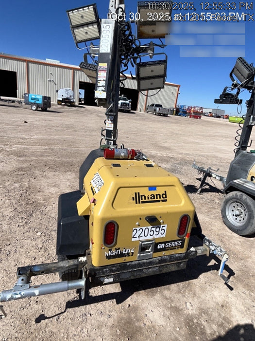 2022 Allmand NLV3GR (4) LED Light Fixture 350W, 23' Vertical Mast, 3kW Prime, Towable, Deep Sea L401, Leveling Jacks, Yanmar T4F 5.8hp