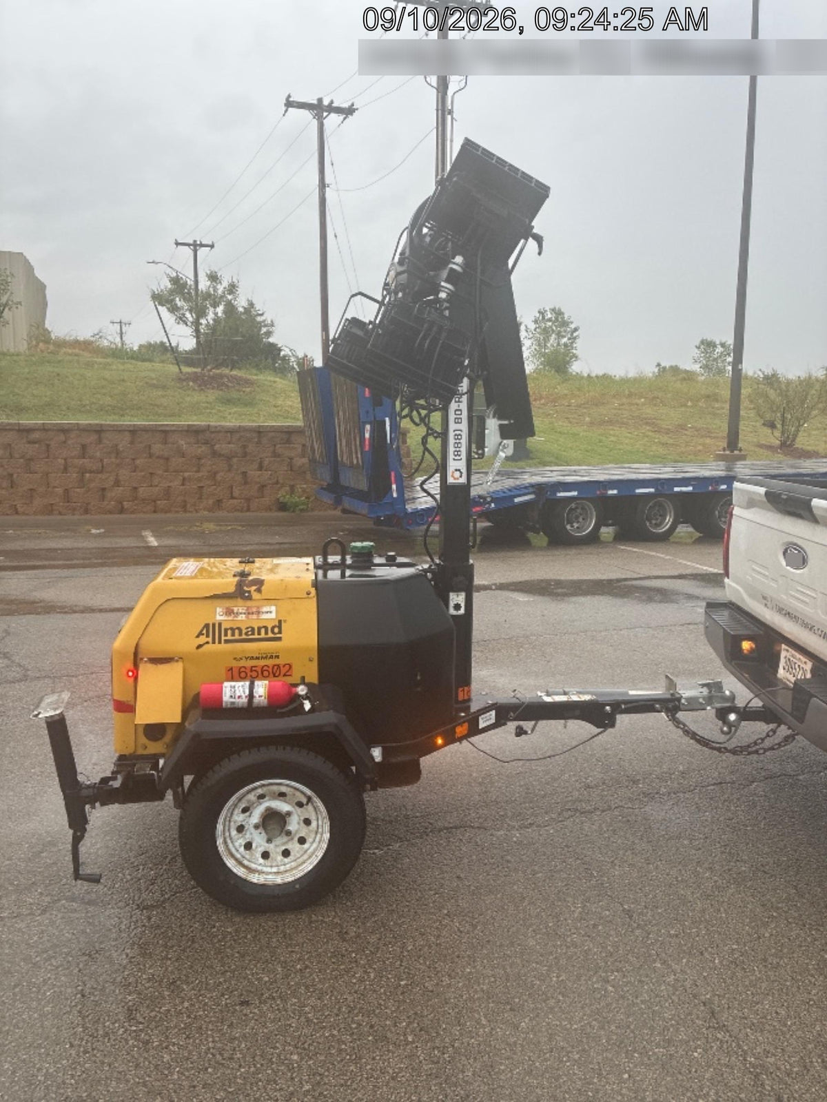2021 Allmand NLV3GR (4) LED Light Fixture 350W, 23' Vertical Mast, 3kW Prime, Towable, Deep Sea L401, Leveling Jacks, Yanmar T4F 5.8hp