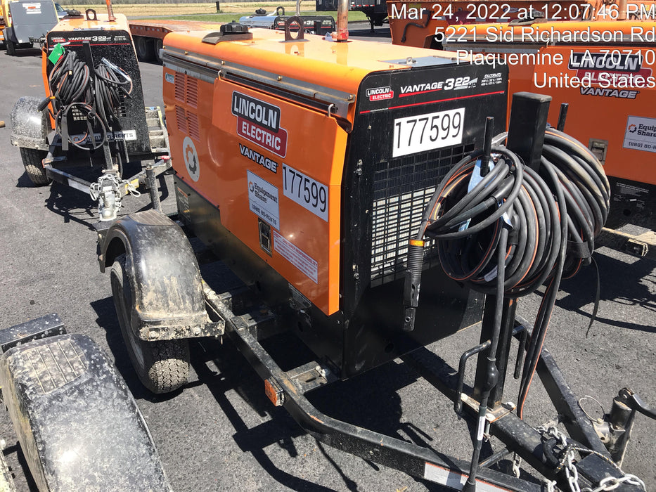 2021 Lincoln Electric Vantage 322 Vantage 322 Ready Pak 3 w/ Decals, ORANGE (includes trailer, cable rack, fender light kit) NO Telematics