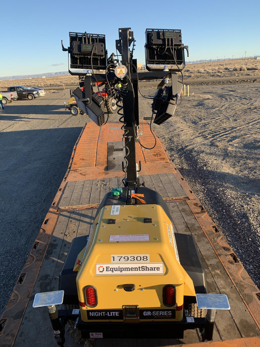 Allmand NLV3GR (4) LED Light Fixture 350W, 23' Vertical Mast, 3kW Prime, Towable, Deep Sea L401, Leveling Jacks, Yanmar T4F 5.8hp