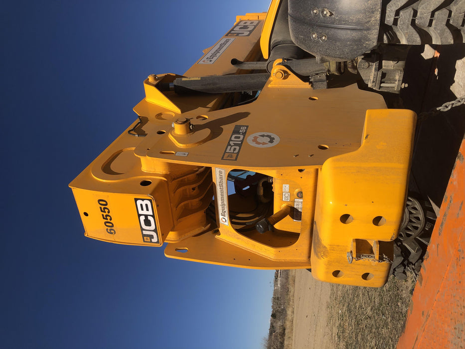 2020 JCB 510-56 Cab/Heat/Air, 74 HP, Solid Tires, STD Worklight, Beacon, Aux Hydraulics, Lifting Eye, Back up Alarm w/66" Carriage/60" Forks