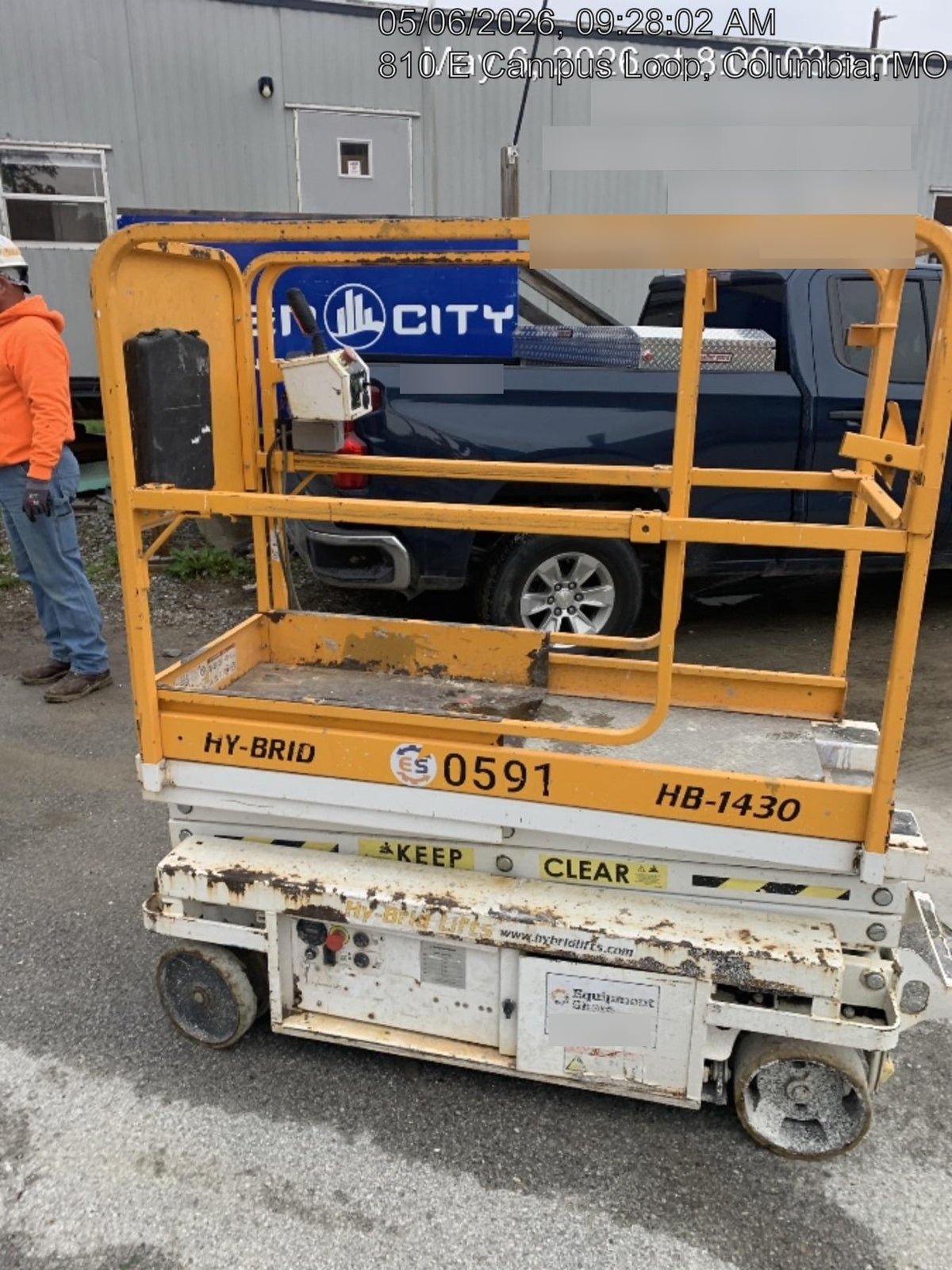 Custom Equipment HB-1430 Hy-Brid Scissor Lift
Platform capacity up to 670 lbs
Working height up to 20 ft
Weighs under 1,700 lbs
Non-marking wheels