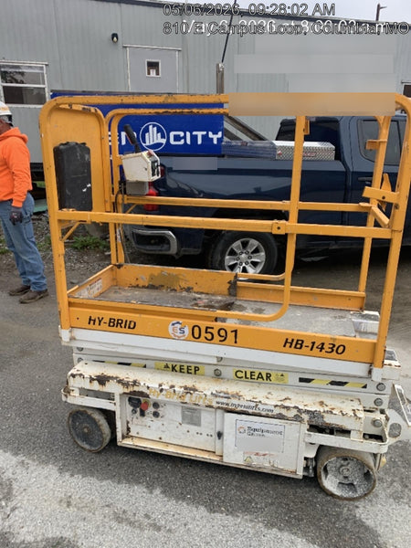 Custom Equipment HB-1430 Hy-Brid Scissor Lift
Platform capacity up to 670 lbs
Working height up to 20 ft
Weighs under 1,700 lbs
Non-marking wheels