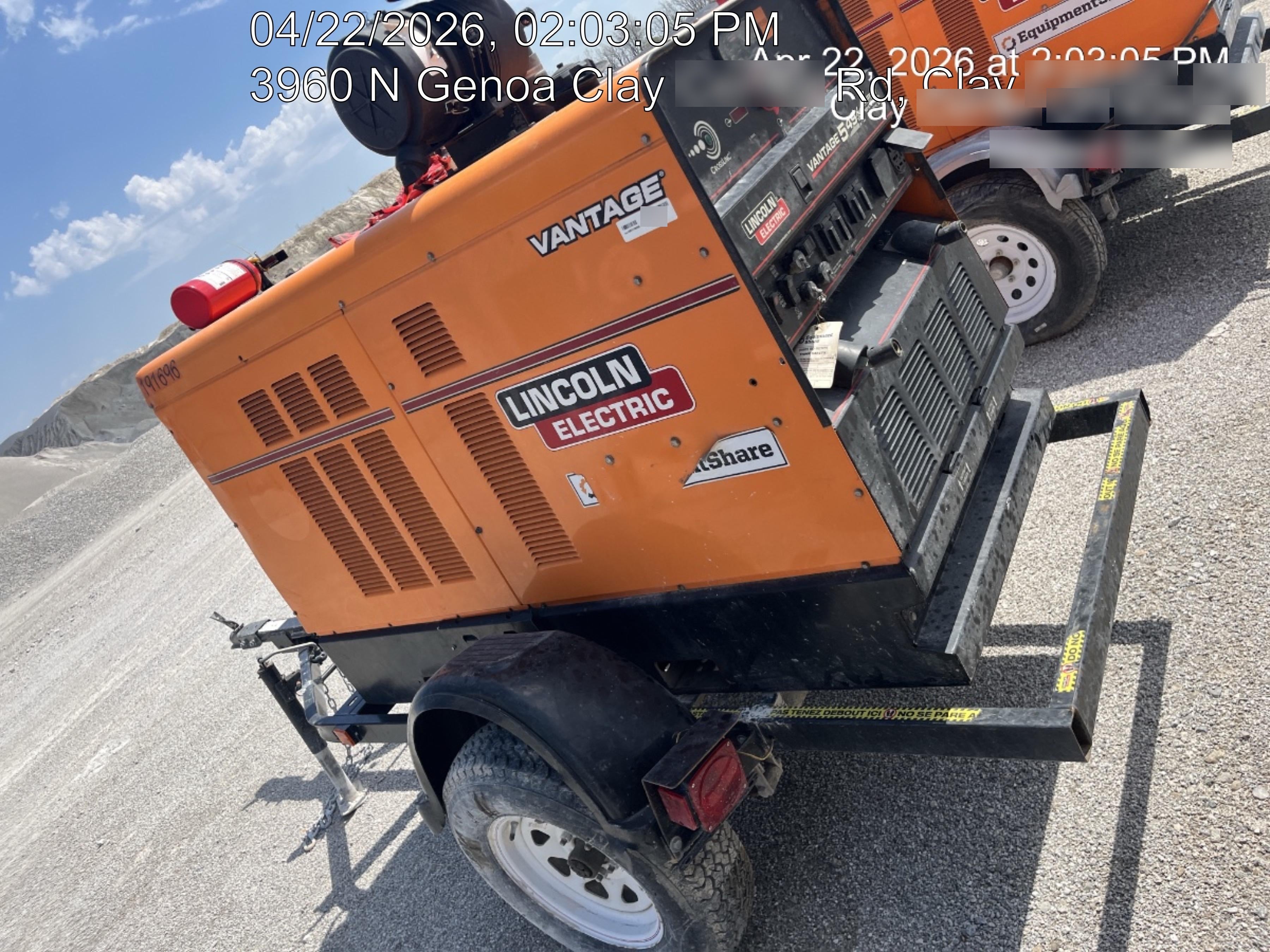 2021 Lincoln Electric Vantage 549X Ready Pak 3, ORANGE (includes trailer, cable rack, fender light kit)
