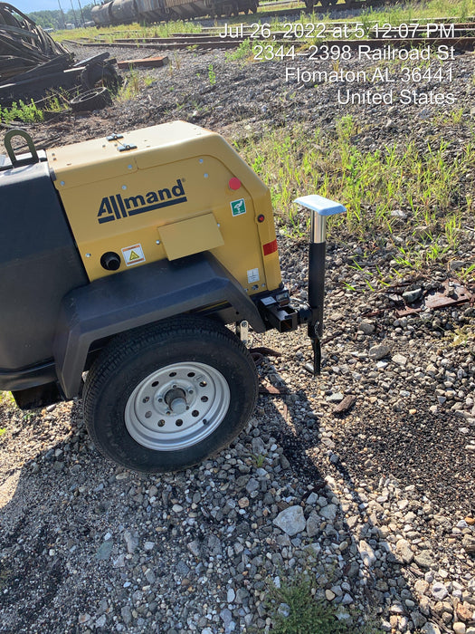 2022 Allmand NLV3GR (4) LED Light Fixture 350W, 23' Vertical Mast, 3kW Prime, Towable, Deep Sea L401, Leveling Jacks, Yanmar T4F 5.8hp