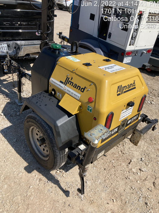 2022 Allmand NLV3GR (4) LED Light Fixture 350W, 23' Vertical Mast, 3kW Prime, Towable, Deep Sea L401, Leveling Jacks, Yanmar T4F 5.8hp