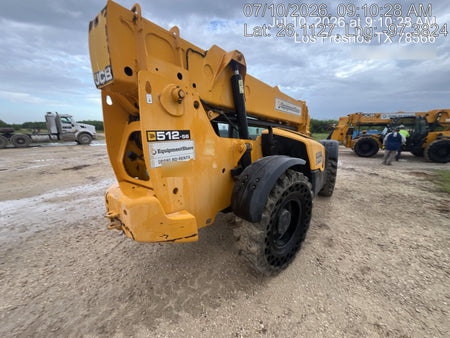 2019 JCB 512-56 109 HP w/CAB/HVAC, Beacon, Aux Hydraulics, Worklights, Solid Tires, 60" Carriage/Forks