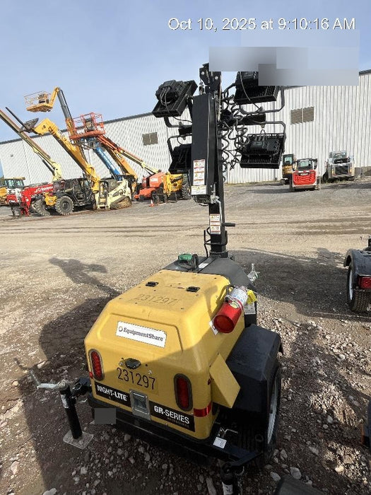 2022 Allmand NLV3GR (4) LED Light Fixture 350W, 23' Vertical Mast, 3kW Prime, Towable, Deep Sea L401, Leveling Jacks, Yanmar T4F 5.8hp