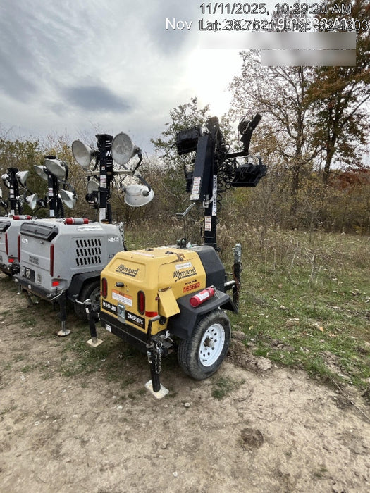 2021 Allmand NLV3GR (4) LED Light Fixture 350W, 23' Vertical Mast, 3kW Prime, Towable, Deep Sea L401, Leveling Jacks, Yanmar T4F 5.8hp