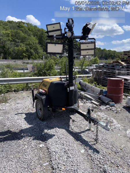 2022 Allmand NLV3GR (4) LED Light Fixture 350W, 23' Vertical Mast, 3kW Prime, Towable, Deep Sea L401, Leveling Jacks, Yanmar T4F 5.8hp