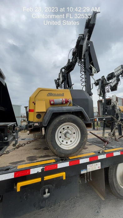 2022 Allmand NLV3GR (4) LED Light Fixture 350W, 23' Vertical Mast, 3kW Prime, Towable, Deep Sea L401, Leveling Jacks, Yanmar T4F 5.8hp