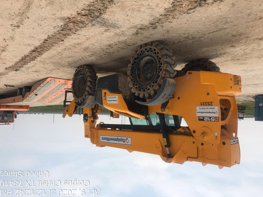 2019 JCB 512-56 109 HP w/CAB/HVAC, Beacon, Aux Hydraulics, Worklights, Solid Tires, 60" Carriage/Forks