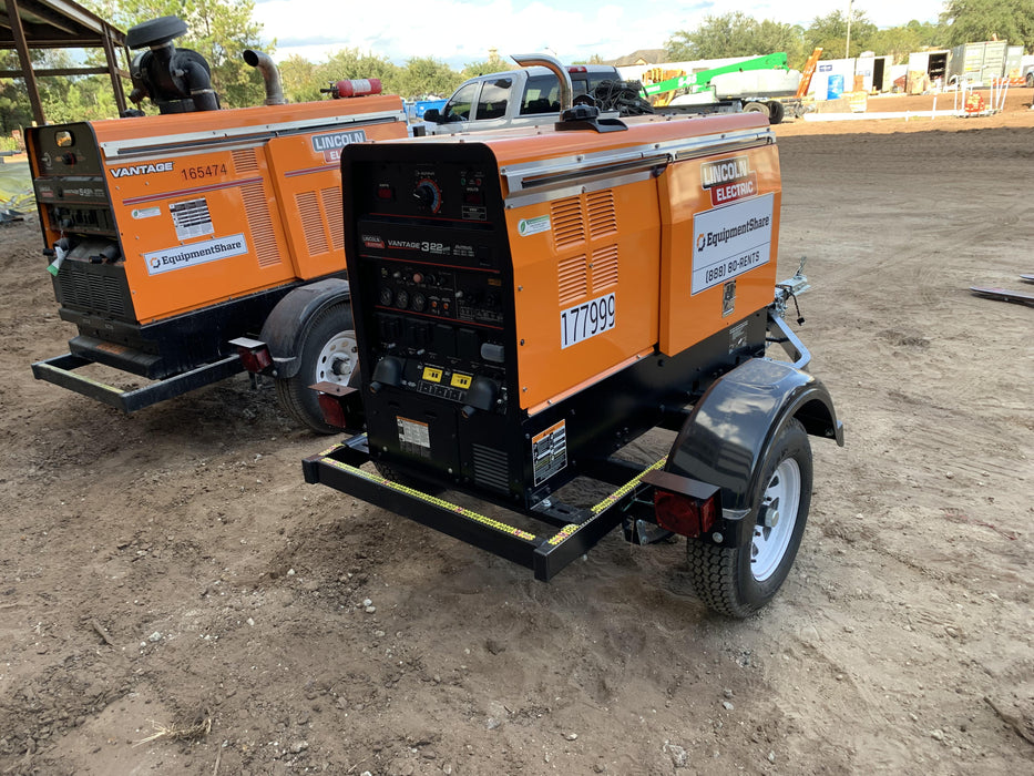 2021 Lincoln Electric Vantage 322 Vantage 322 Ready Pak 3 w/ Decals, ORANGE (includes trailer, cable rack, fender light kit) NO Telematics