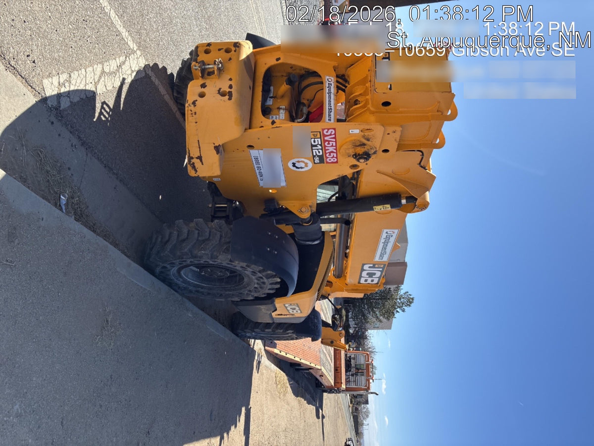 2020 JCB 512-56 Canopy, 74 HP, Solid Tires, STD Worklight, Beacon, Aux Hydraulics, Lifting Eye, Backup Alarm w/72" Carriage, 60" Forks