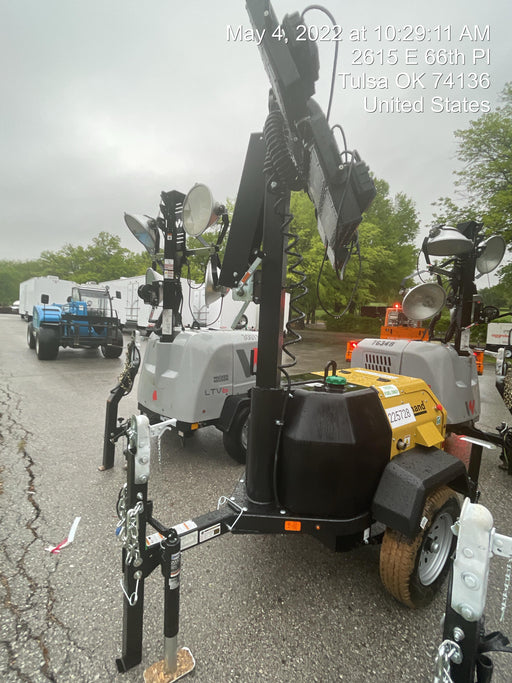 2022 Allmand NLV3GR (4) LED Light Fixture 350W, 23' Vertical Mast, 3kW Prime, Towable, Deep Sea L401, Leveling Jacks, Yanmar T4F 5.8hp